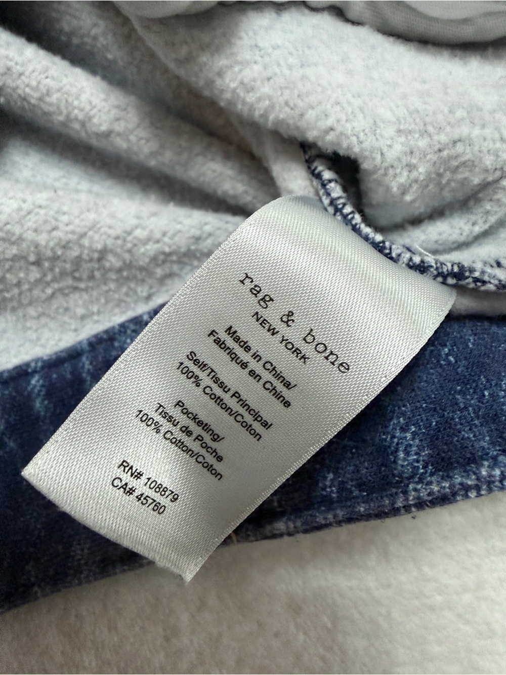 Rag and Bone sz S Miramar Denim Trucker Jacket Cotton Terry Print in Almeda - Picture 5 of 7